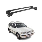 Barres de toit Transversales pour Kia Pride Break 1991-2000 Aluminium Noir 2Pcs