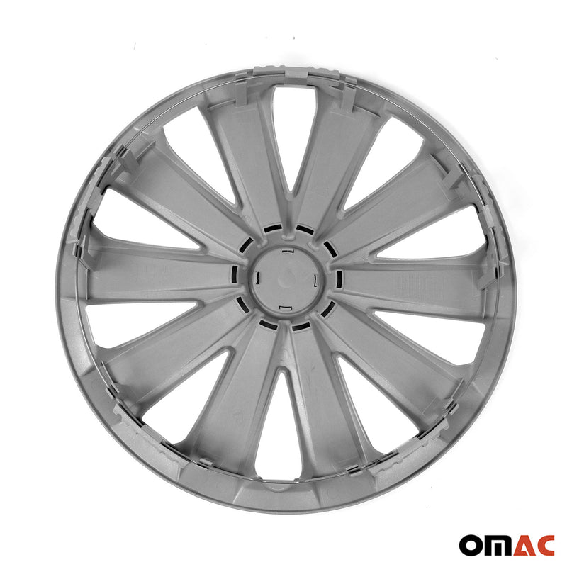 Jeu Enjoliveurs de Roue pour Renault Clio 4Pcs 15 Pouces Gris