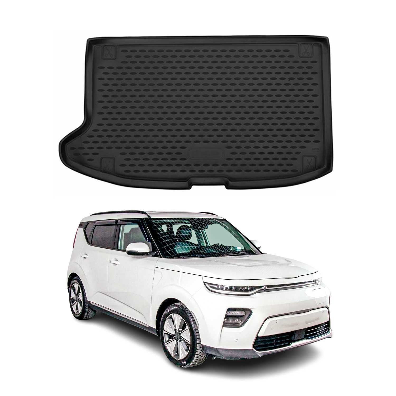 OMAC Tapis de coffre pour Kia Soul 2020-2026 sur mesure en caoutchouc Noir