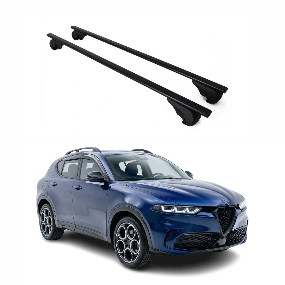 Barres de toit transversales pour Alfa Romeo Tonale 2022-2026 Fer Noir 2Pcs
