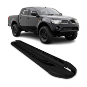 Marchepieds Latéraux pour Mitsubishi L200 DoubleCab 2005-14 Alu Gris Noir L2 2x
