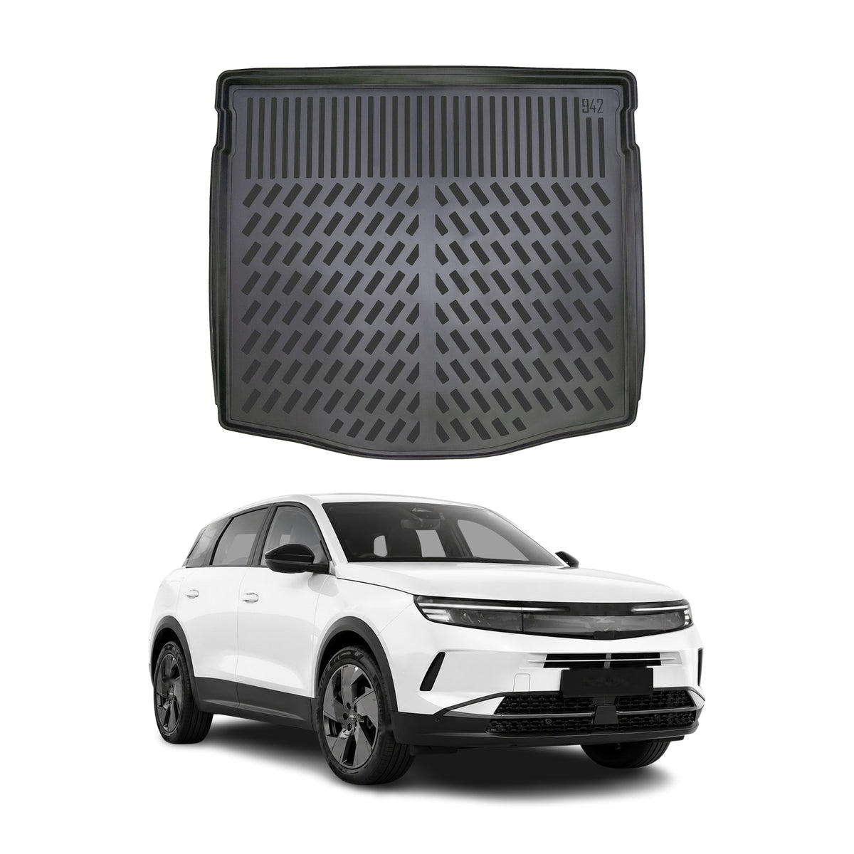 Tapis de coffre Supérieur pour Opel Grandland 2024-2027 Noir 3D en TPE