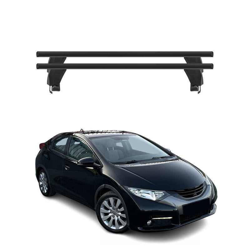 Menabo Barres de toit Transversales pour Honda Civic IX HB 2011-2015 Alu Noir