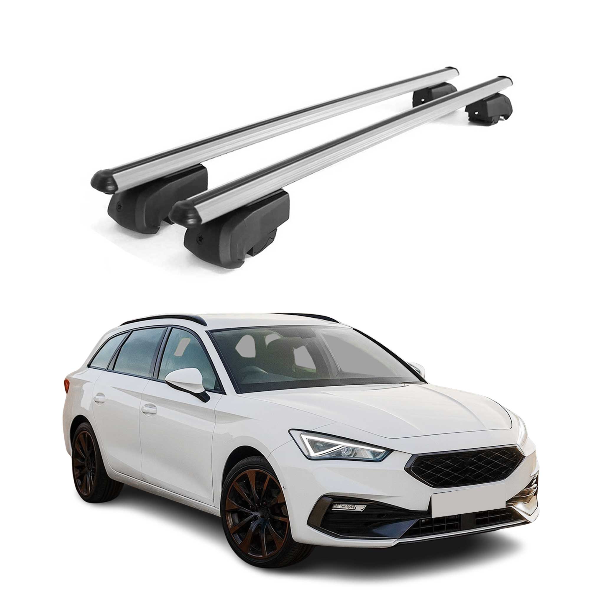 Barres de toit Transversales pour Cupra Leon ST 2020-2025 Aluminium Gris ABE