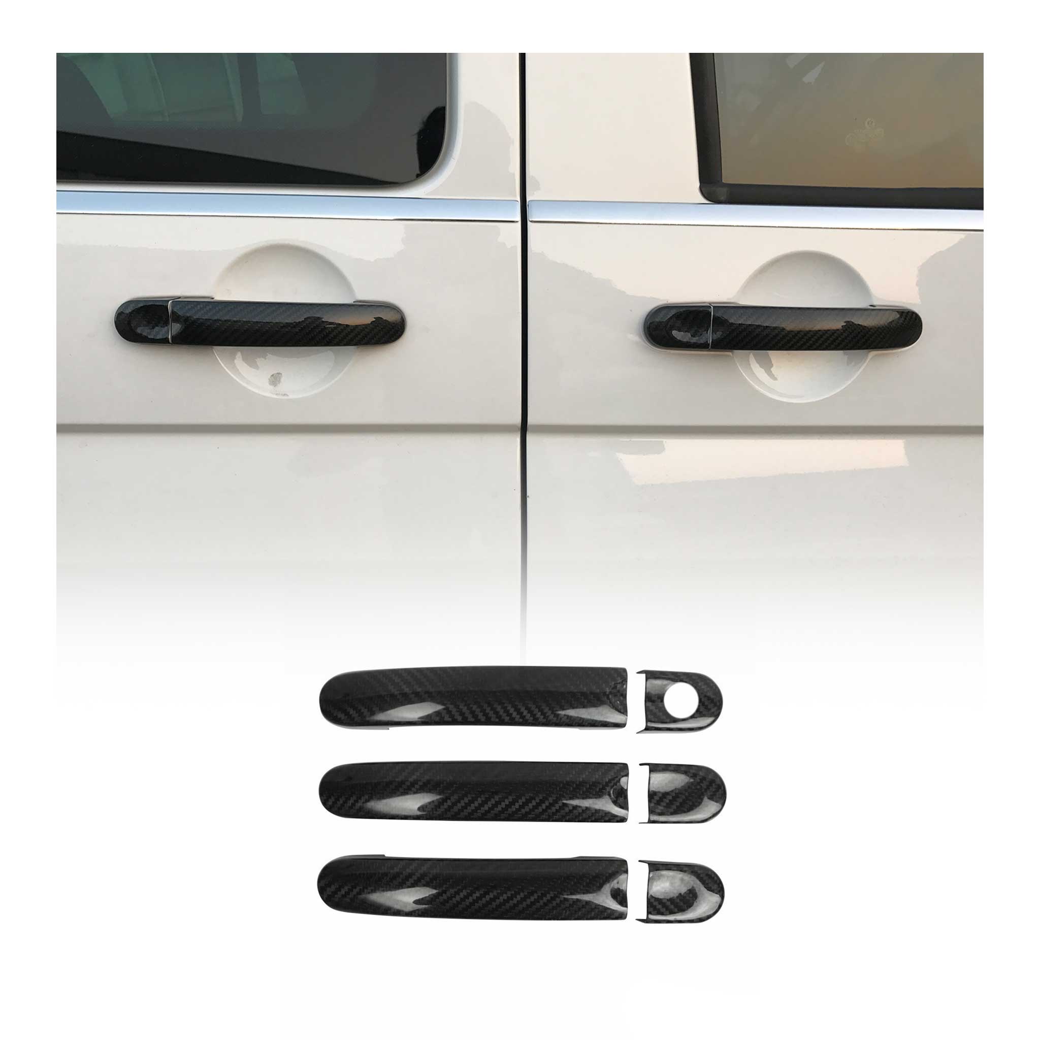Couverture de poignée de porte pour VW Caddy 2003-2015 Carbone Noir 6Pcs