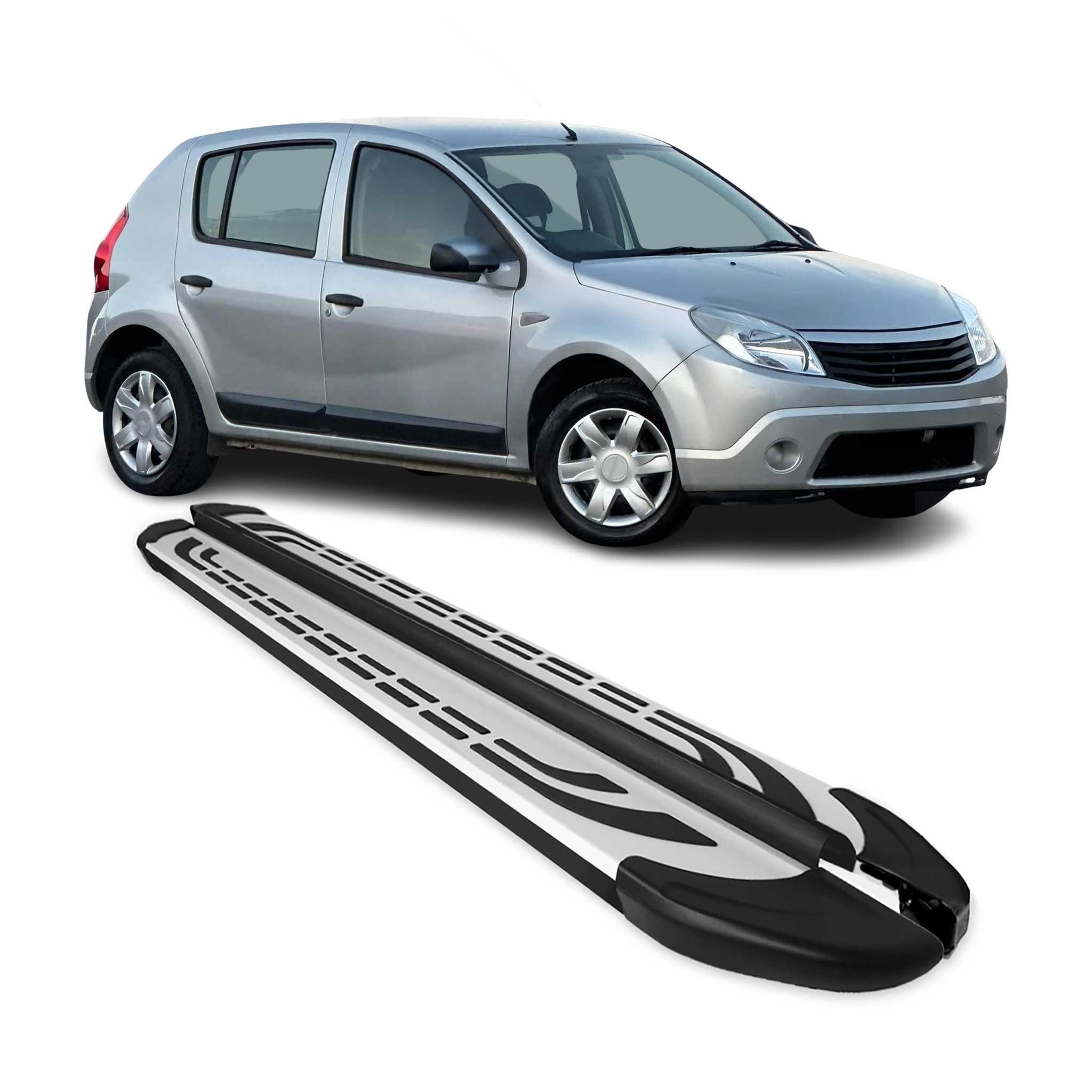 Marchepieds Latéraux pour Dacia Sandero 2008-2012 Aluminium Gris Noir 2x