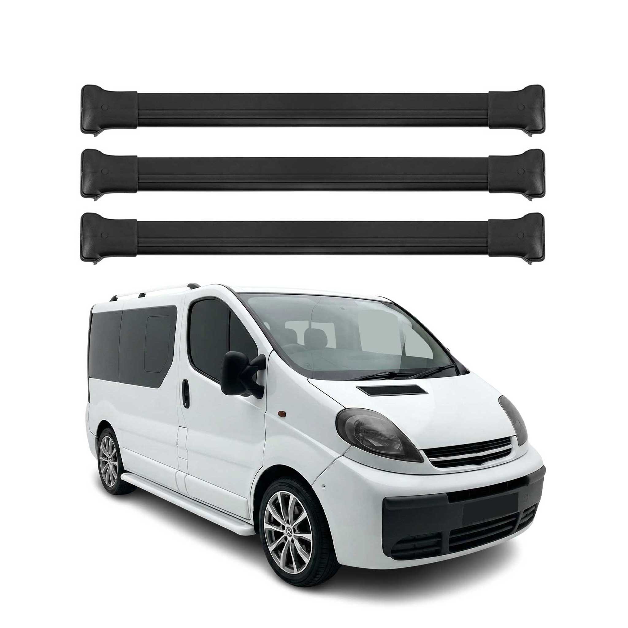 Barres de toit transversales pour Opel Vivaro A 2001-2014 Aluminium Noir 3Pcs