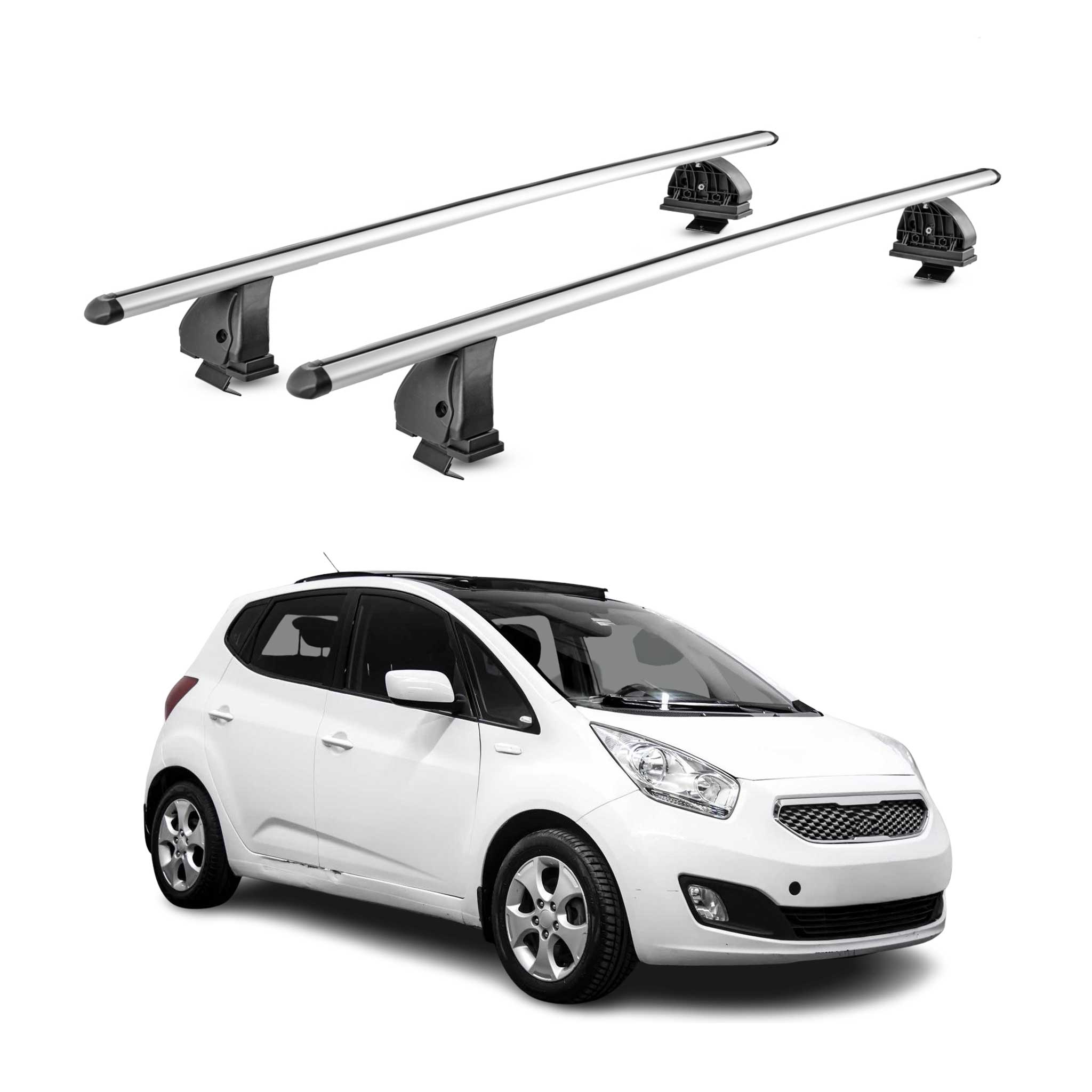 Barres de toit transversales Alu pour Kia Venga 2010-2019 TÜV 75 kg Gris 2Pcs
