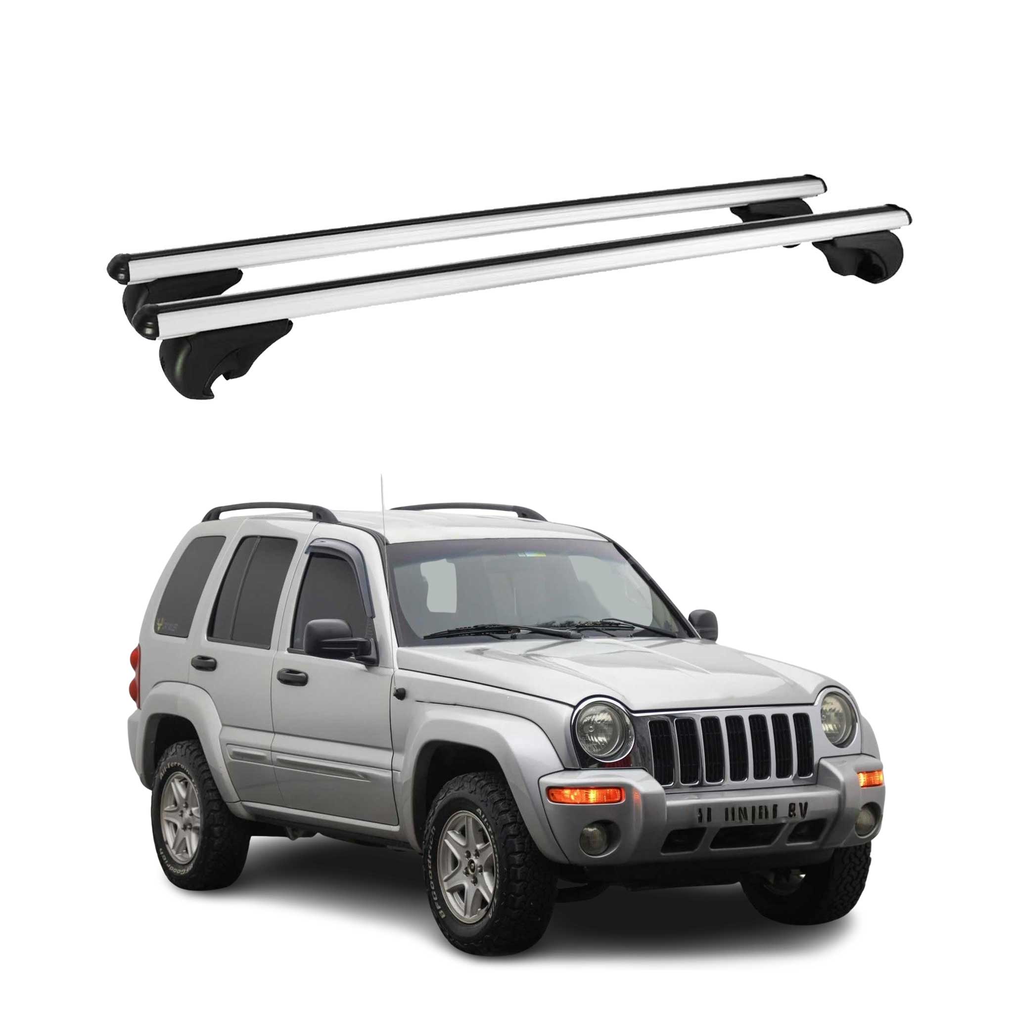 Barres de toit Transversales pour Jeep Cherokee 2001-2007 Aluminium Argent