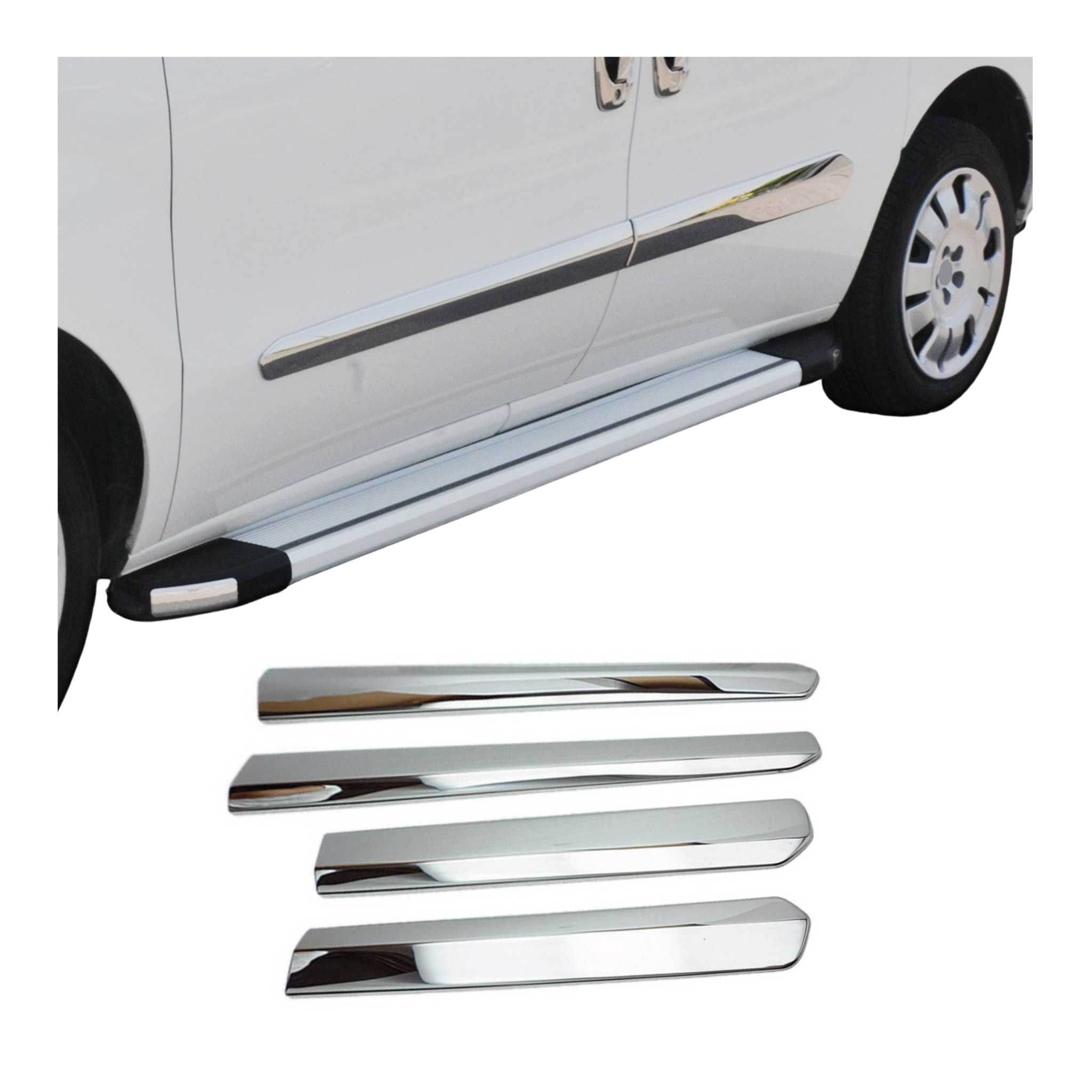 Garniture Baguette de porte latérale pour Fiat Doblo Opel Combo D inox 4Pcs