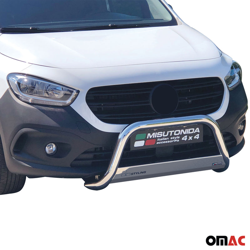 Pare-buffle Avant pour Mercedes Citan L2 2021-2025 63mm en Acier Inoxy Argent