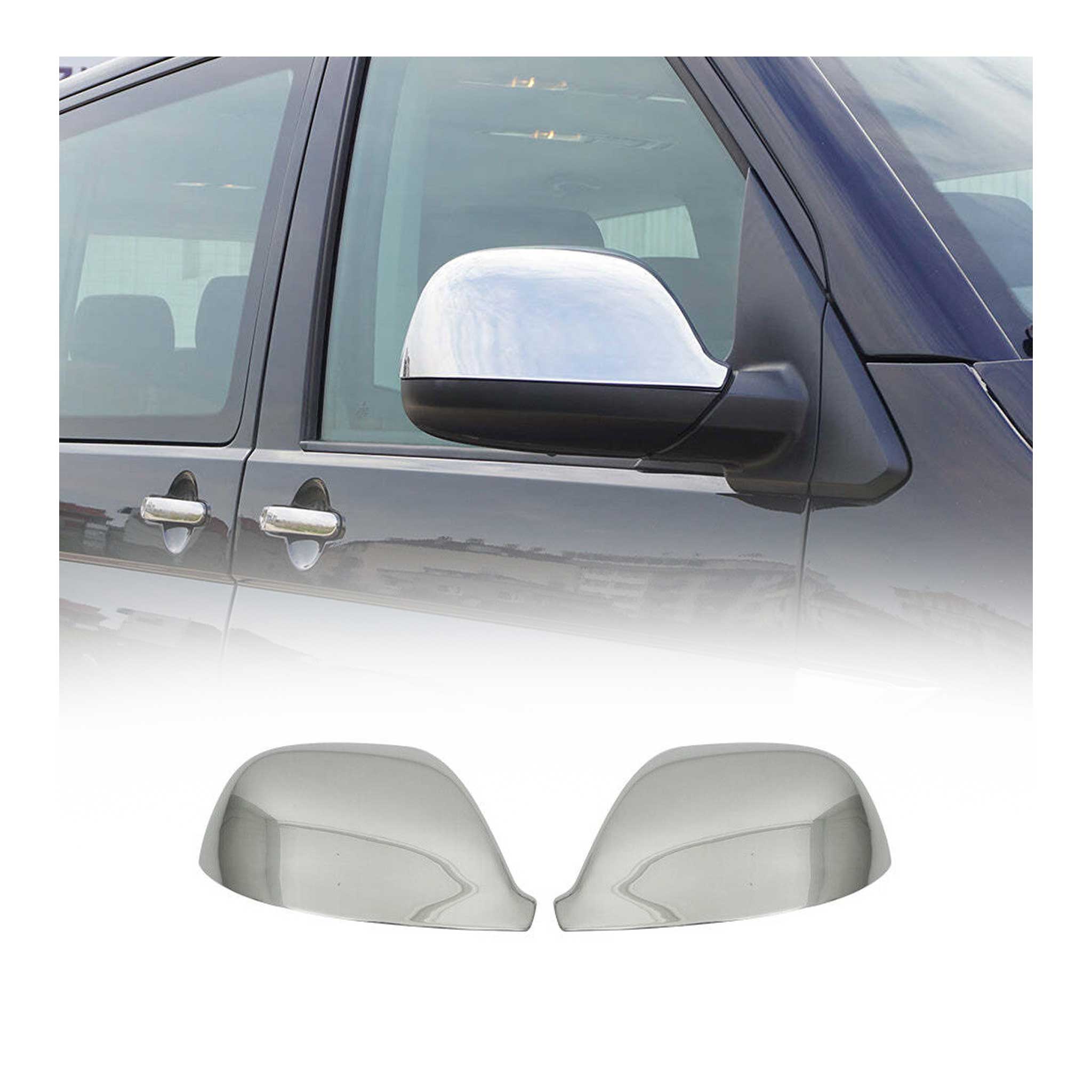 Coques de Rétroviseurs pour VW T5 Caravelle 2010-2015 en Acier Chromé Argent