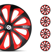 SPARCO Jeu Enjoliveurs de Roues 15 Pouces Rouge Noir