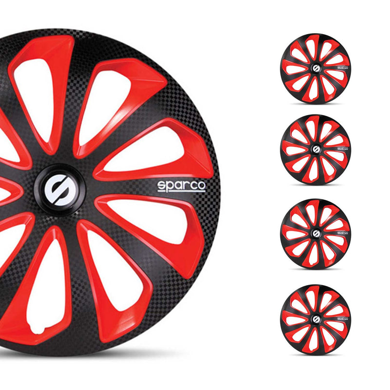 SPARCO Jeu Enjoliveurs de Roues 15 Pouces Rouge Noir