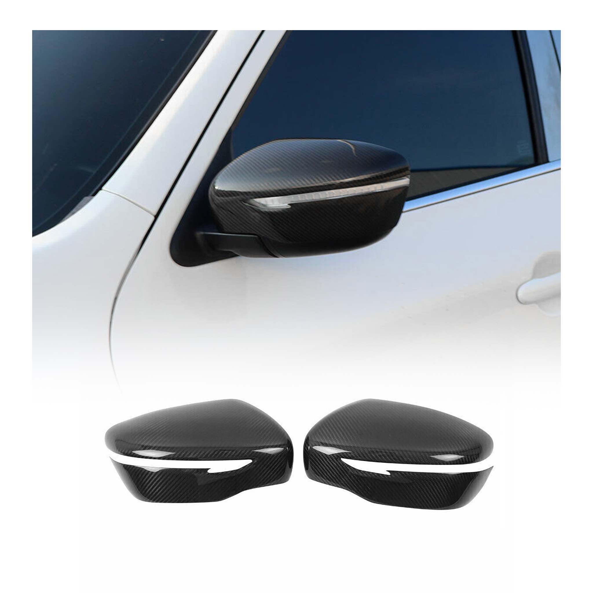 Coques de Rétroviseurs pour Nissan X-Trail 2014-2021 en Carbone Noir