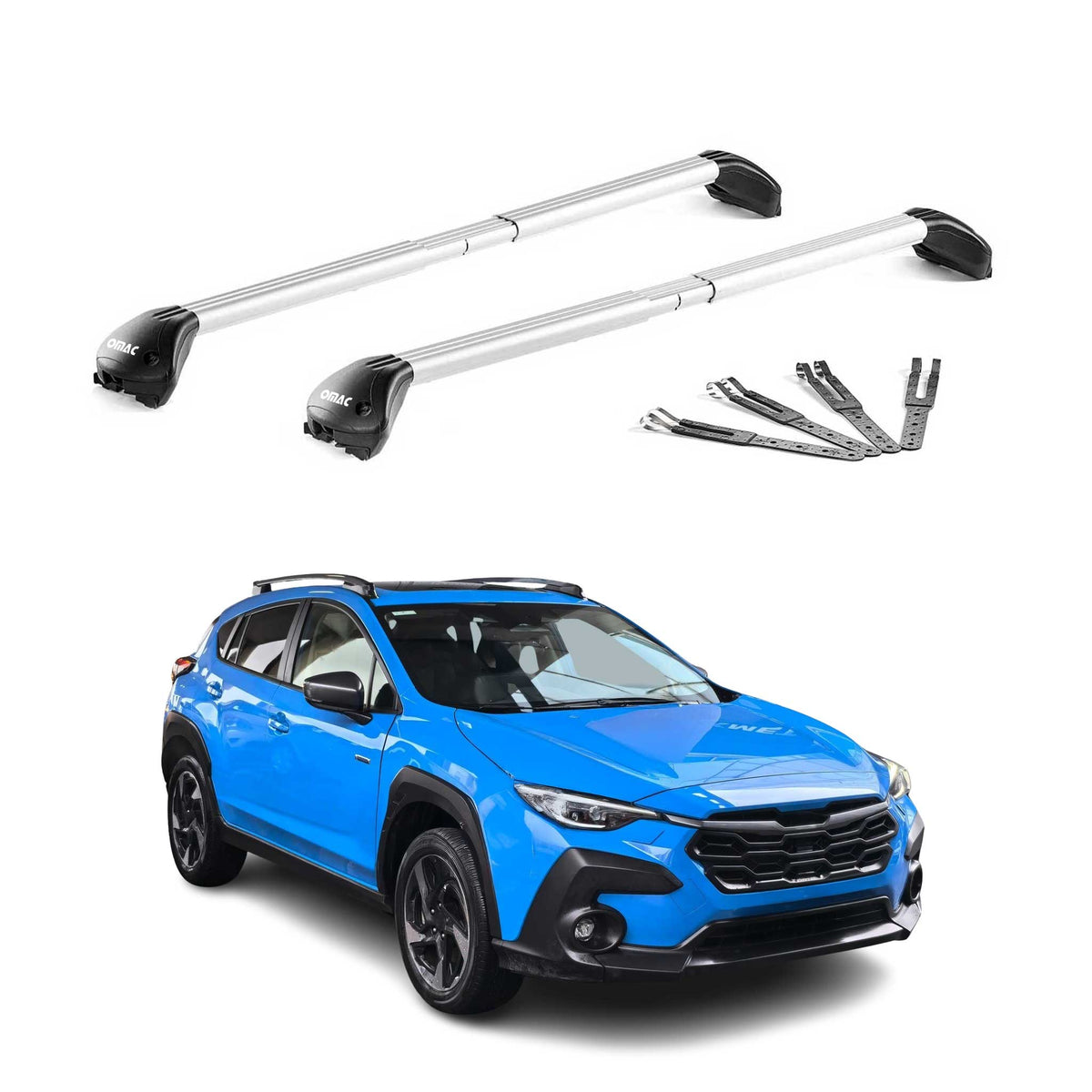 Barres de toit pour Subaru Crosstrek 2024-26 Aluminium Gris Argenté 2 pièces ABE