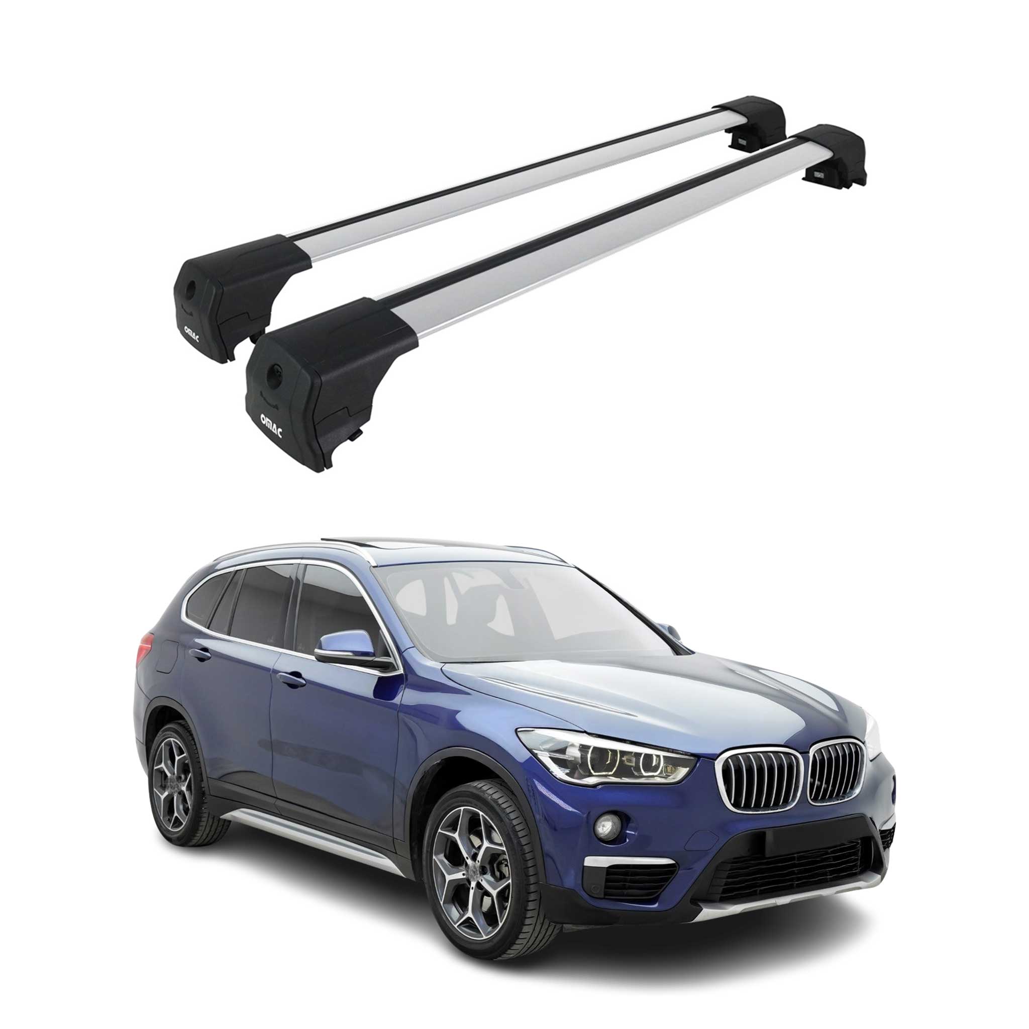 Barres de toit transversales pour BMW X1 F48 2015-2022 Aluminium Gris ABE