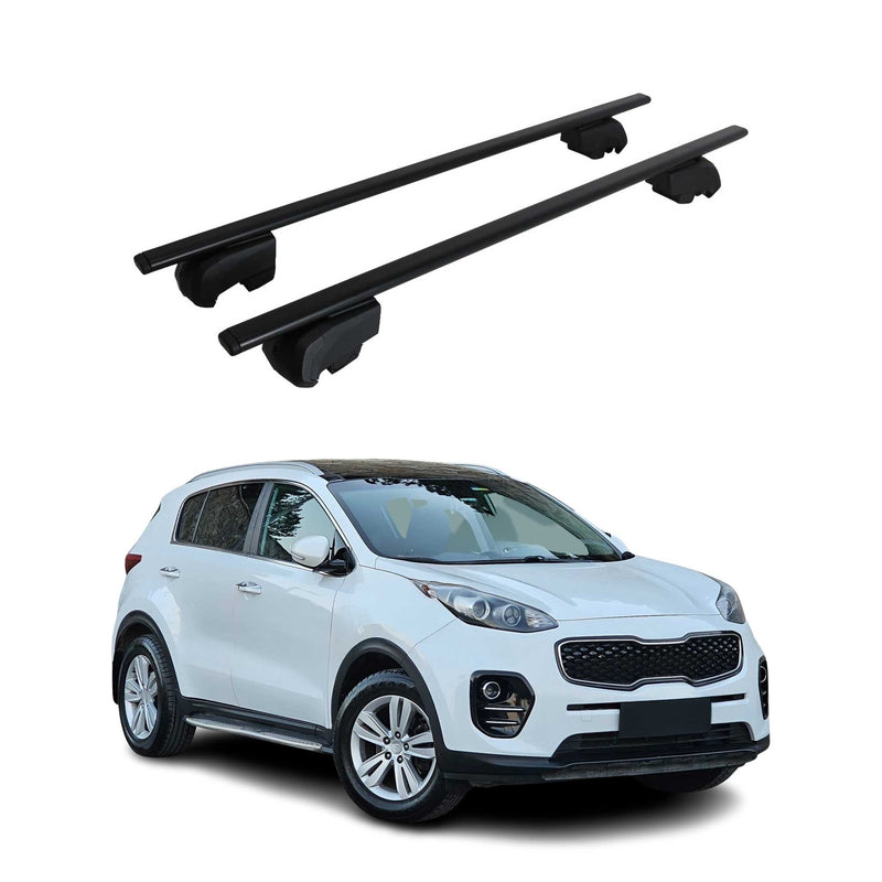 Barres de toit Transversales pour Kia Sportage QL 2015-2021 ABE Fer Noir 2x