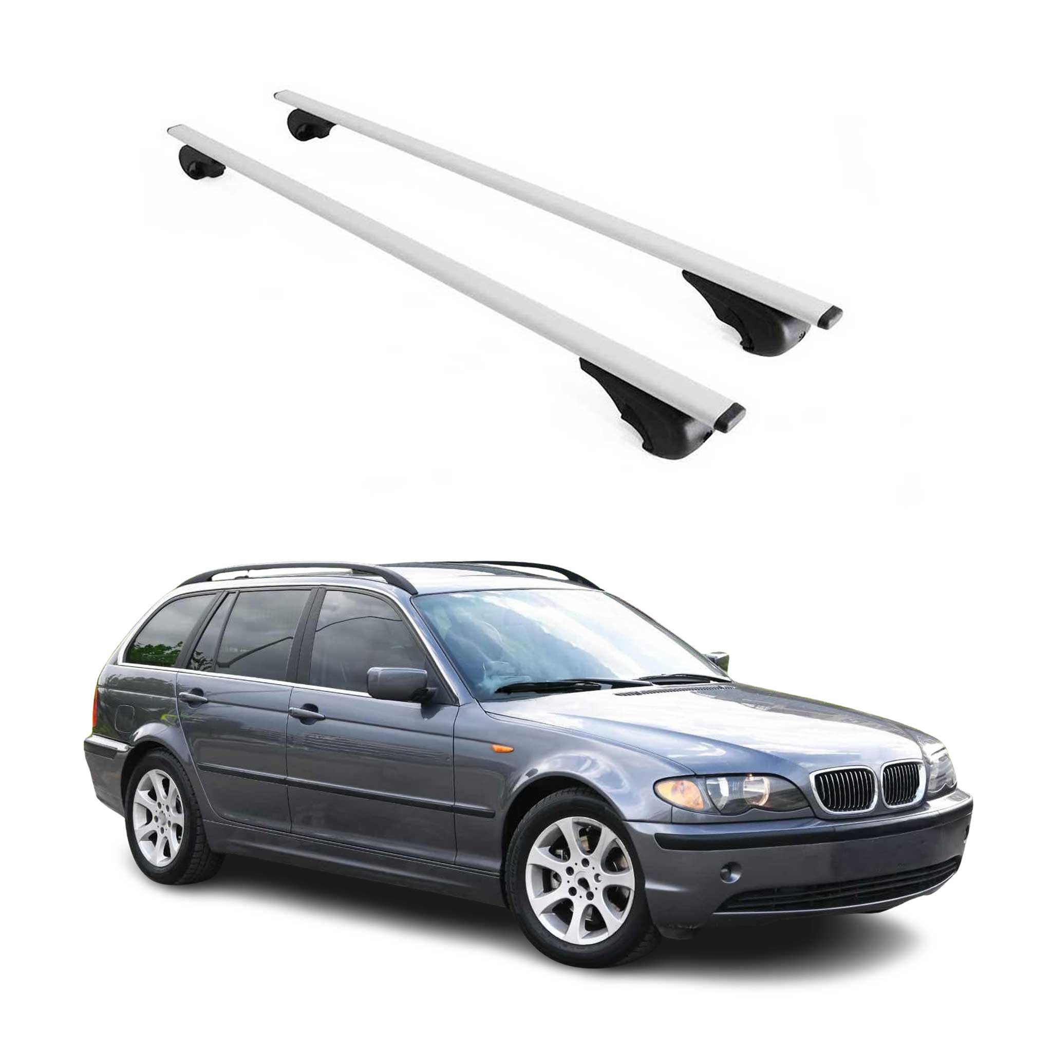 Barres de toit transversales pour BMW Série 3 E46 Break 1999-2007 Fer Argent