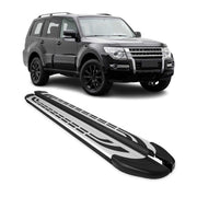 Marchepieds Latéraux pour Mitsubishi Pajero IV 2006-2021 Aluminium Gris Noir 2x