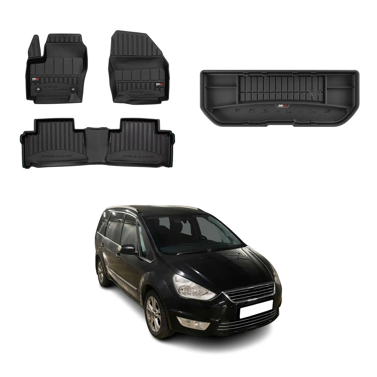 OMAC Kit Tapis de Sol et Coffre pour Ford Galaxy 2006-2015 Ghia Titanium