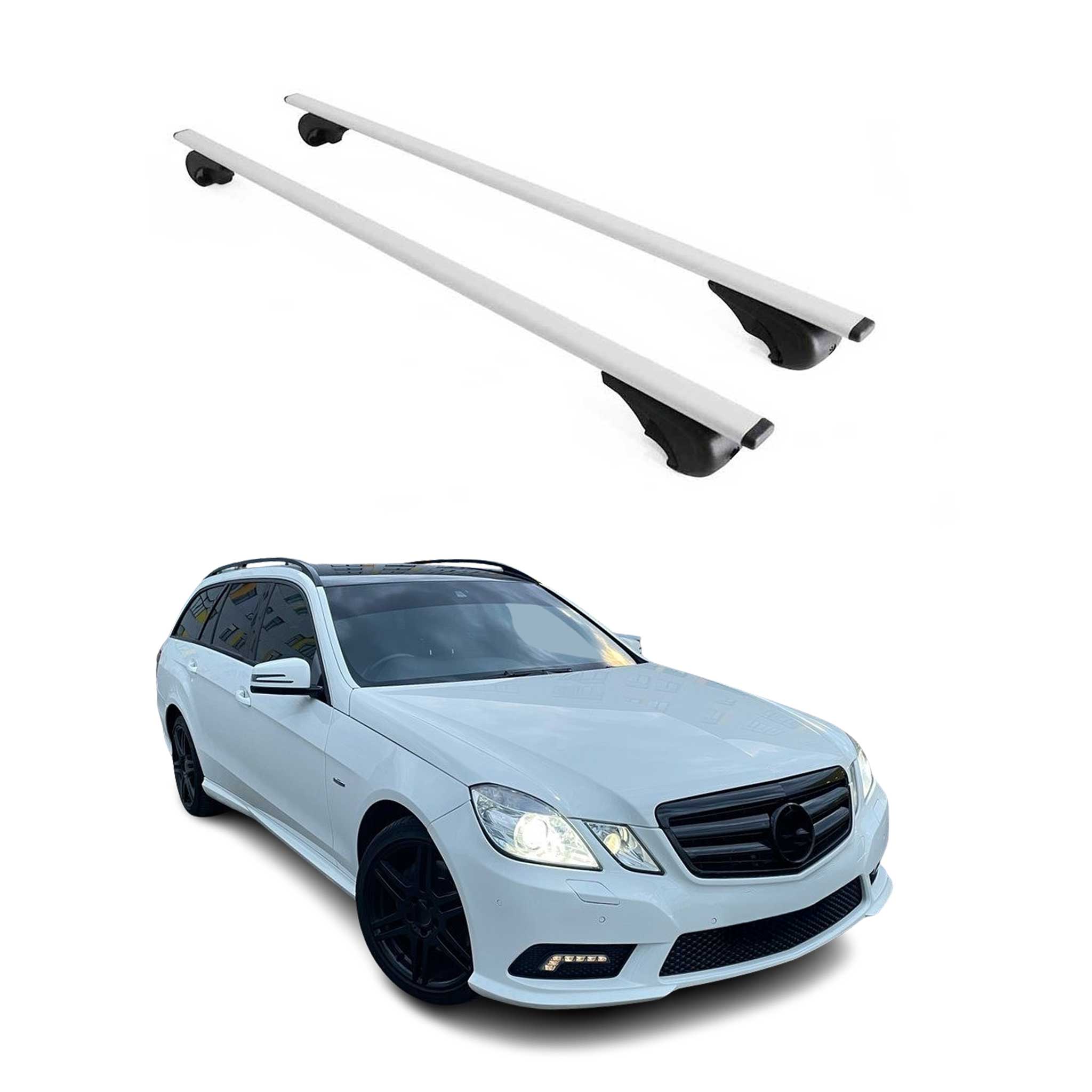 Barres de toit Transversales pour Mercedes Classe E S212 2009-2016 Fer Argent