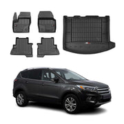 Kit Tapis de Sol et Coffre pour Ford Ford Kuga II 2012-2019 TPE Caoutchouc Noir