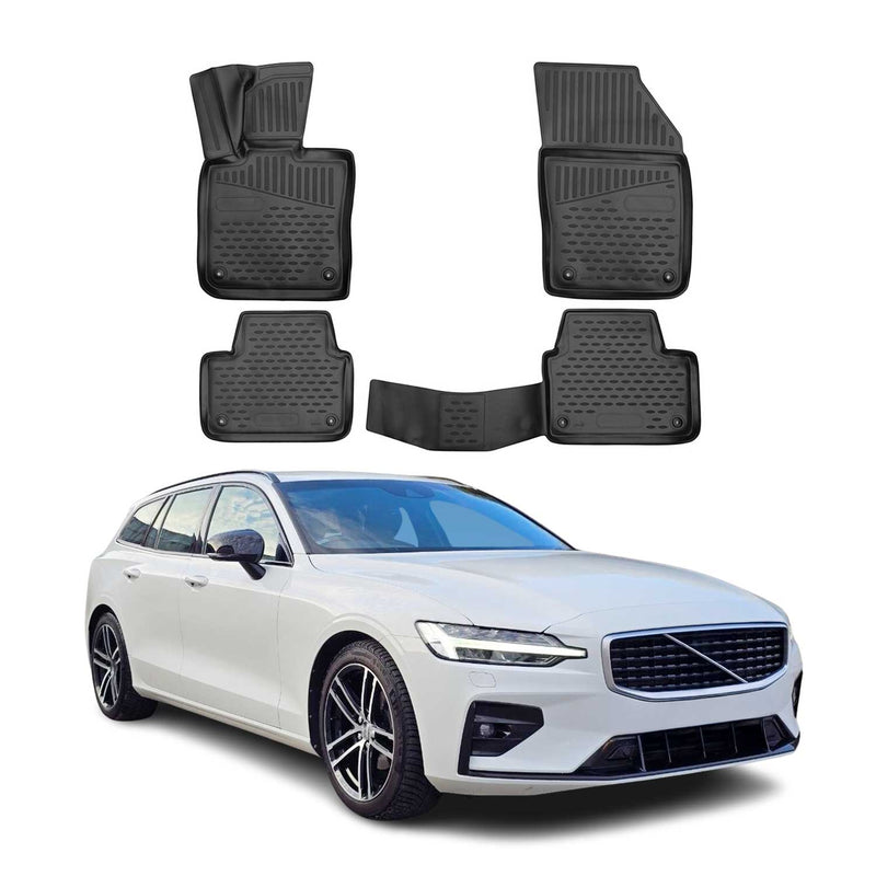 OMAC Tapis de sol pour Volvo V60 2018-2025 sur mesure en caoutchouc Noir