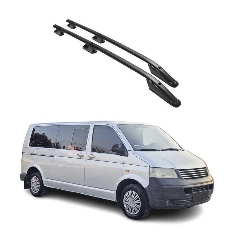 Barres de Toit Transversales pour VW T5 Cravelle 2003-2015 L2 Long Alu Noir 2X