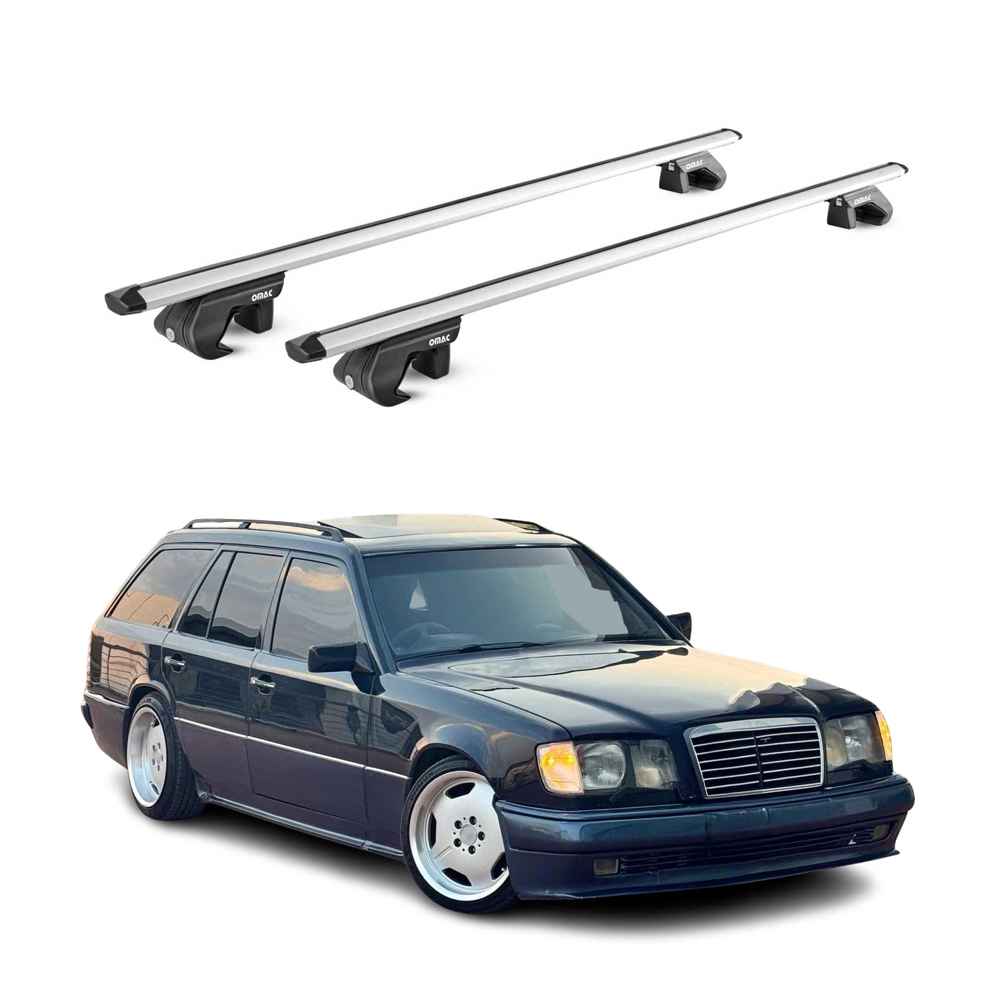 Barres de toit transversales ABE pour Mercedes Classe E SW S124 1985-1995 Gris