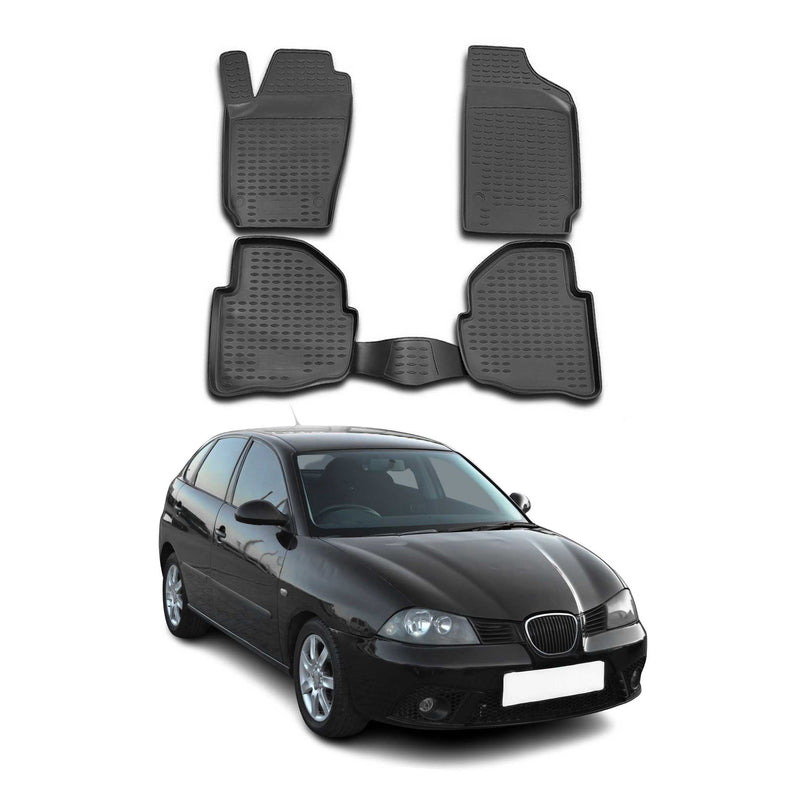 Tapis de sol pour Seat Ibiza 2002-2008 en caoutchouc TPE 3D Noir 4Pcs