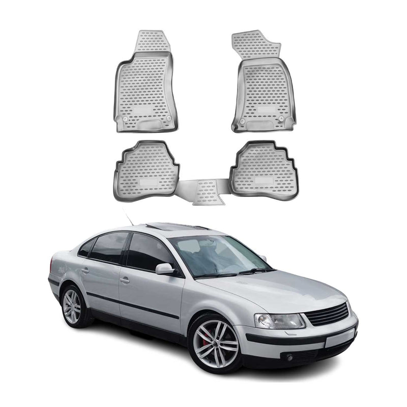 Tapis de sol pour VW Passat B5 1996-2005 en caoutchouc TPE 3D Gris 4Pcs