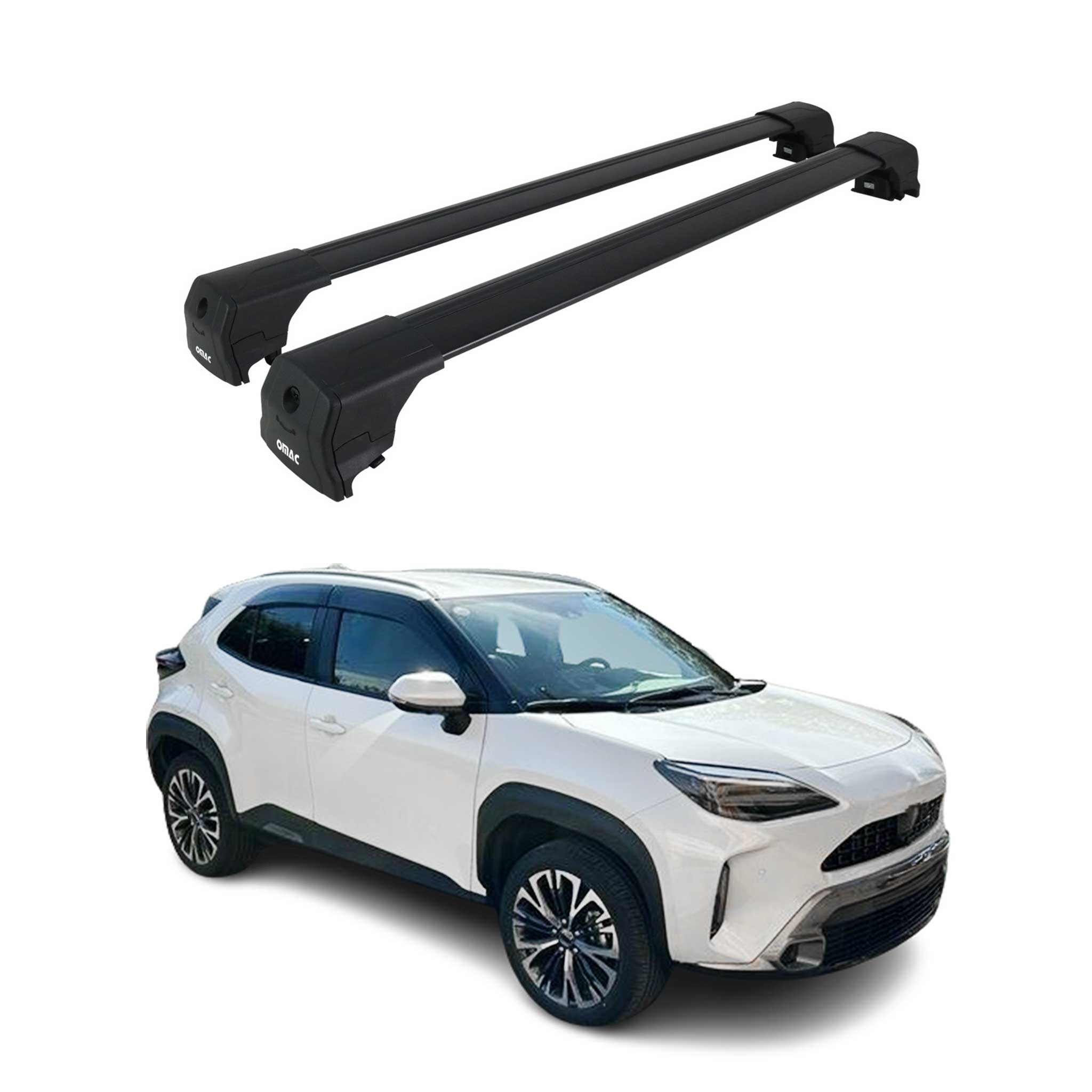 Barres de toit transversales pour Toyota Yaris Cross 2021-2026 Noir Alu