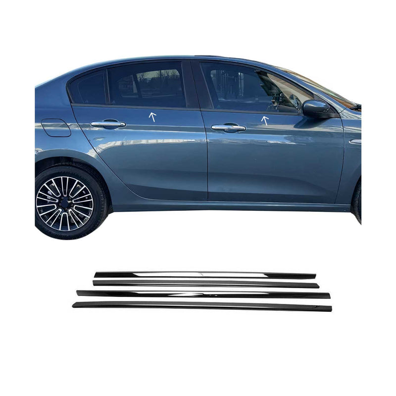 Garniture de Fenêtre pour Fiat Tipo 2015-2025 Berline Acier Inox Foncé 4Pcs