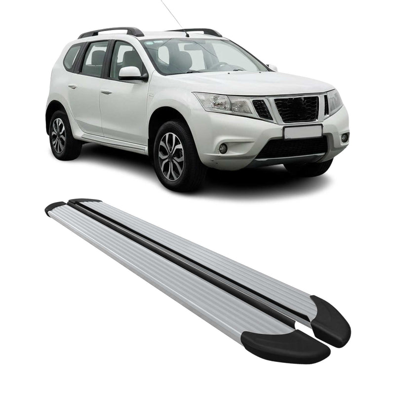 Marchepieds Latéraux pour Nissan Terrano 2012-2020 Aluminium Argent 2Pcs