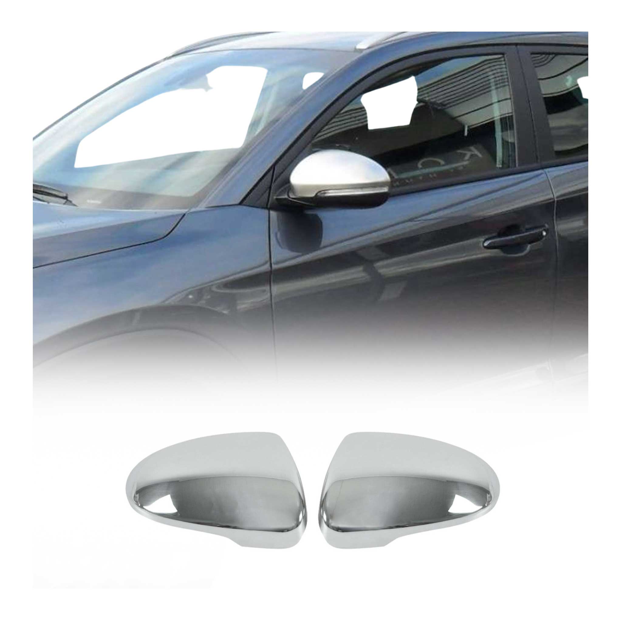 Coques de Rétroviseurs pour Hyundai Tucson 2015-2020 en Acier Chromé Argent