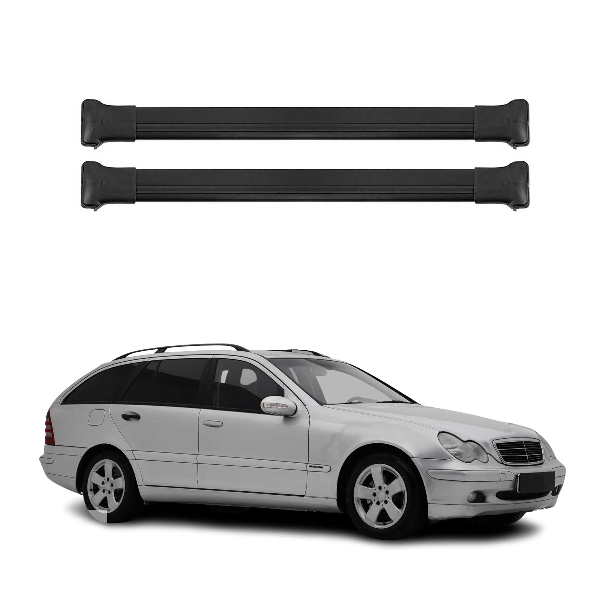 Barres de toit transversales pour Mercedes Classe C S203 2000-2007 Noir Alu