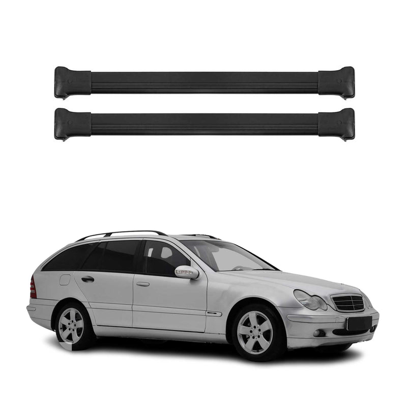 Barres de toit transversales pour Mercedes Classe C S203 2000-2007 Noir Alu