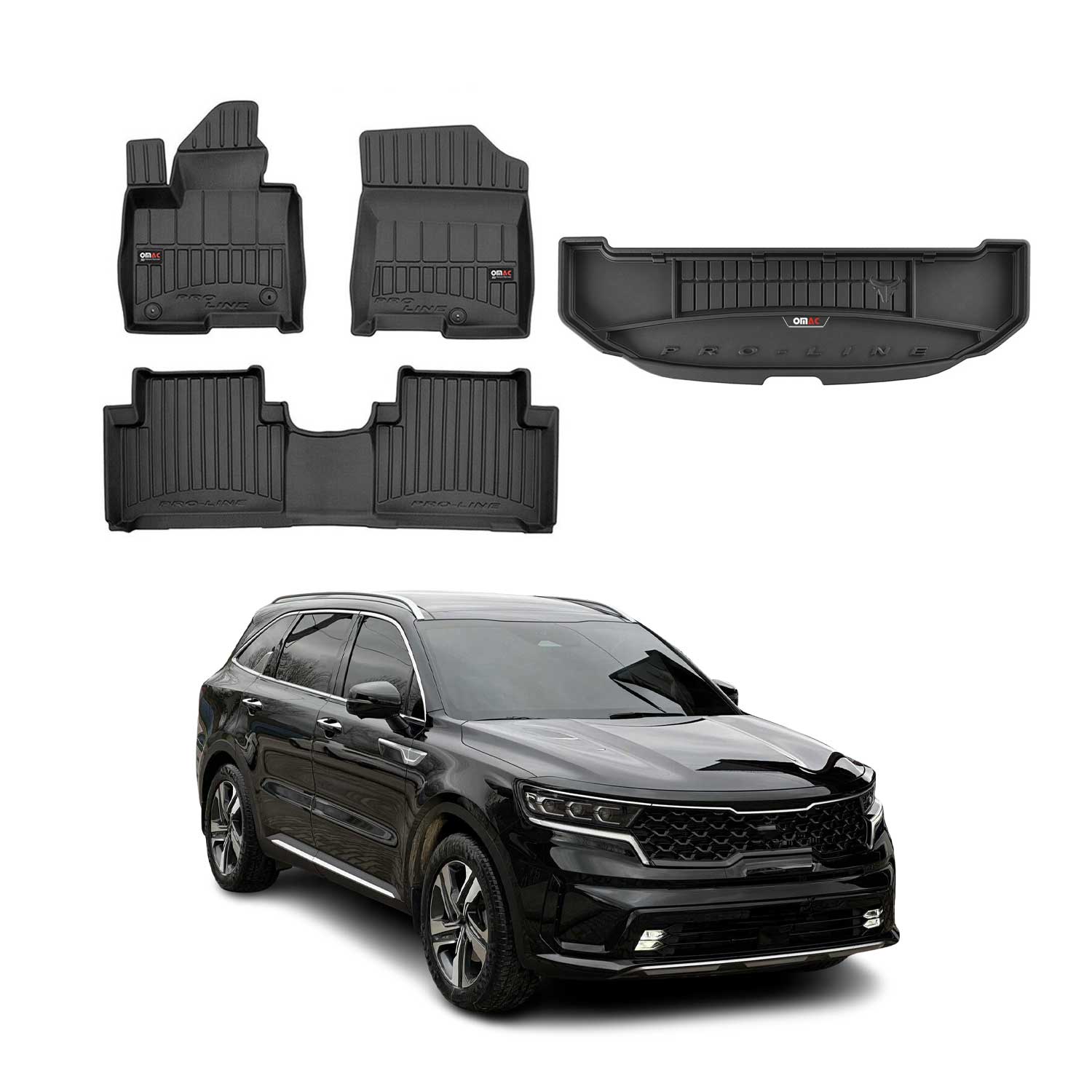 Kit Tapis de Sol et Coffre pour Kia Sorento Hybrid 2020-2022 TPE Noir