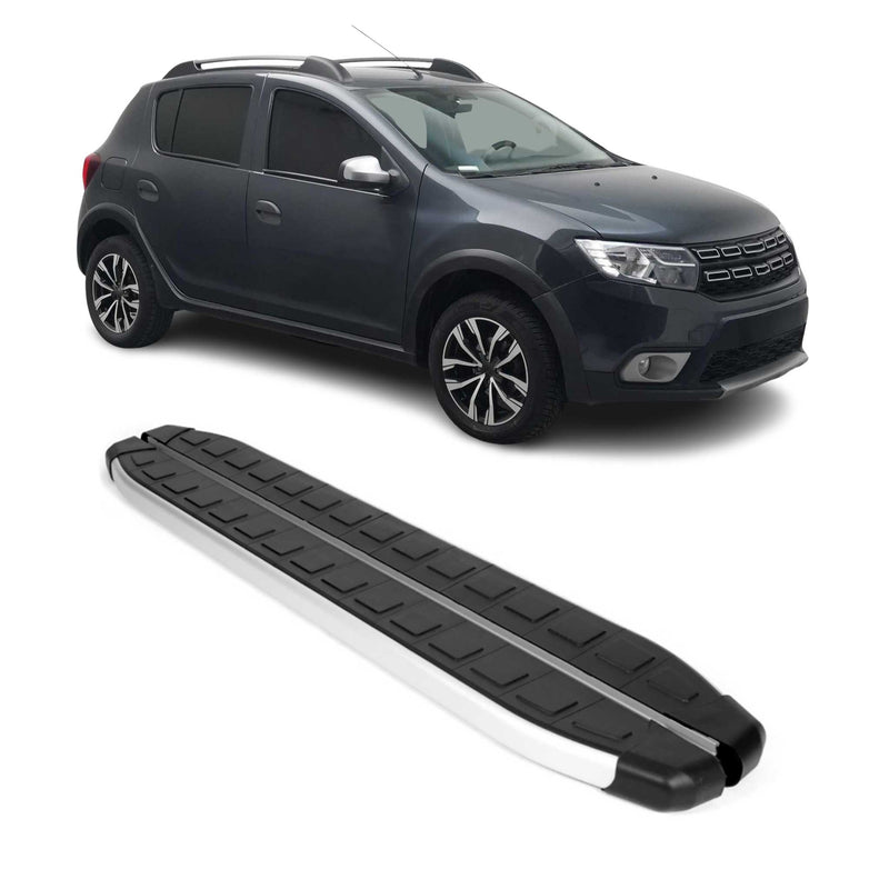 Marchepieds Latéraux pour Dacia Sandero Stepway 2013-2020 Alu Noir Gris 2Pcs