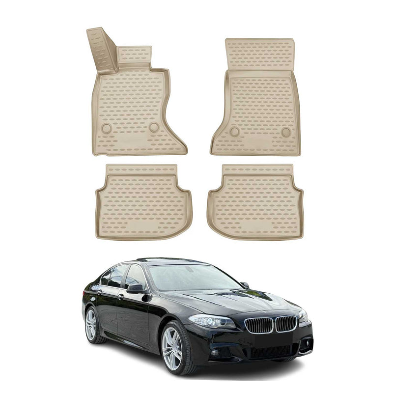 OMAC 3D Tapis de sol pour BMW Série 5 F10 F11 2010-2013 caoutchouc TPE Beige