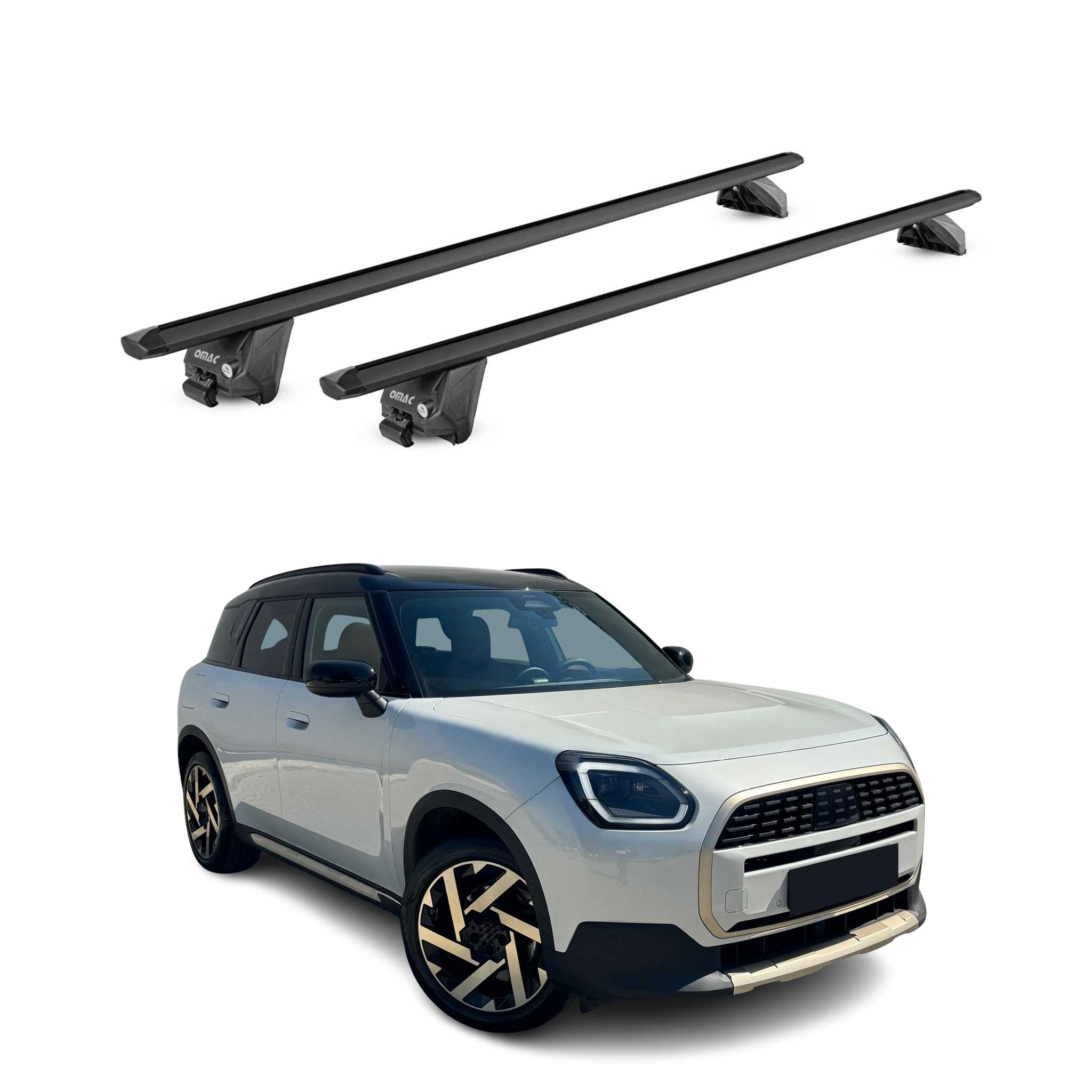 Barres de toit transversales pour Mini Countryman U25 2024-2026 Noir Aluminium
