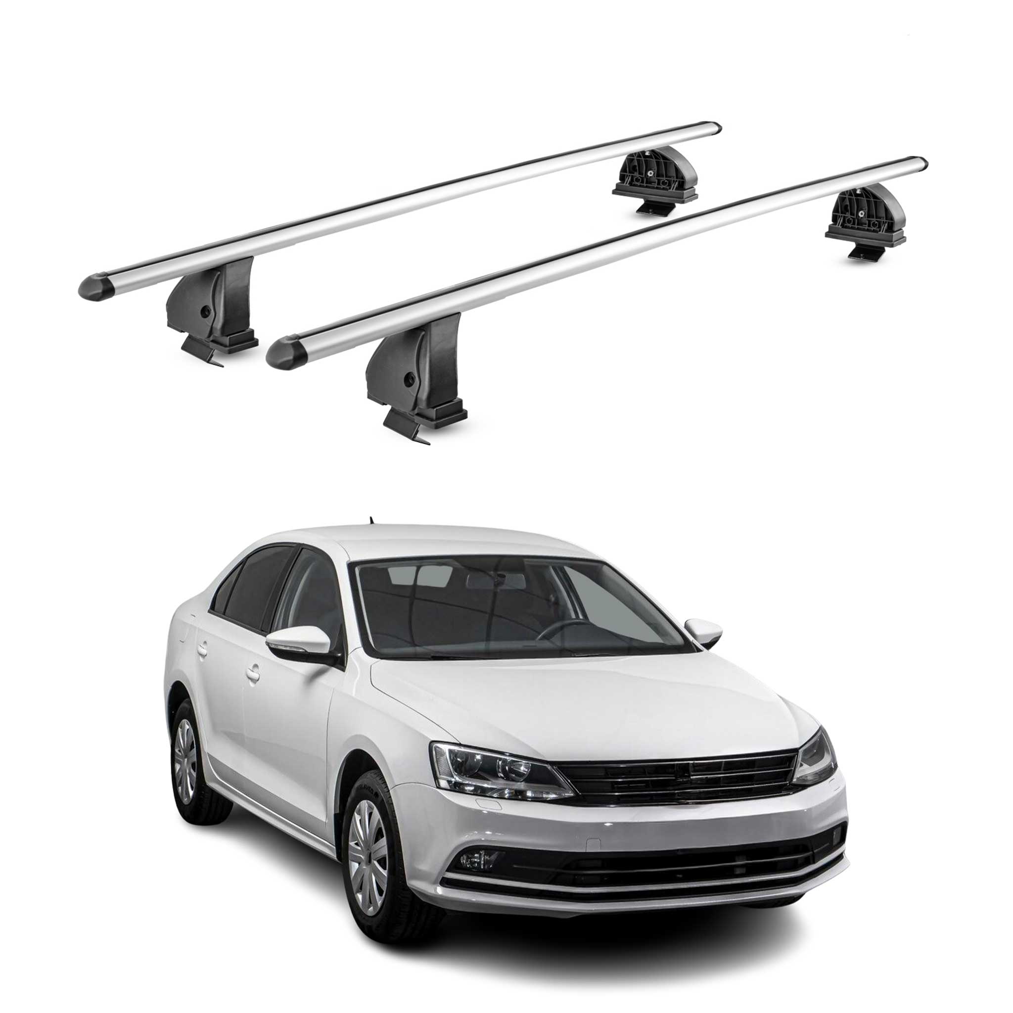 Barres de toit transversales Alu pour VW Jetta VI 2010-2018 TÜV 75 kg Gris 2Pcs
