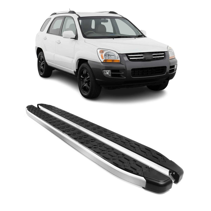 Marchepieds Latéraux pour Kia Sportage 2004-2010 Gris Noir Aluminium 2Pcs