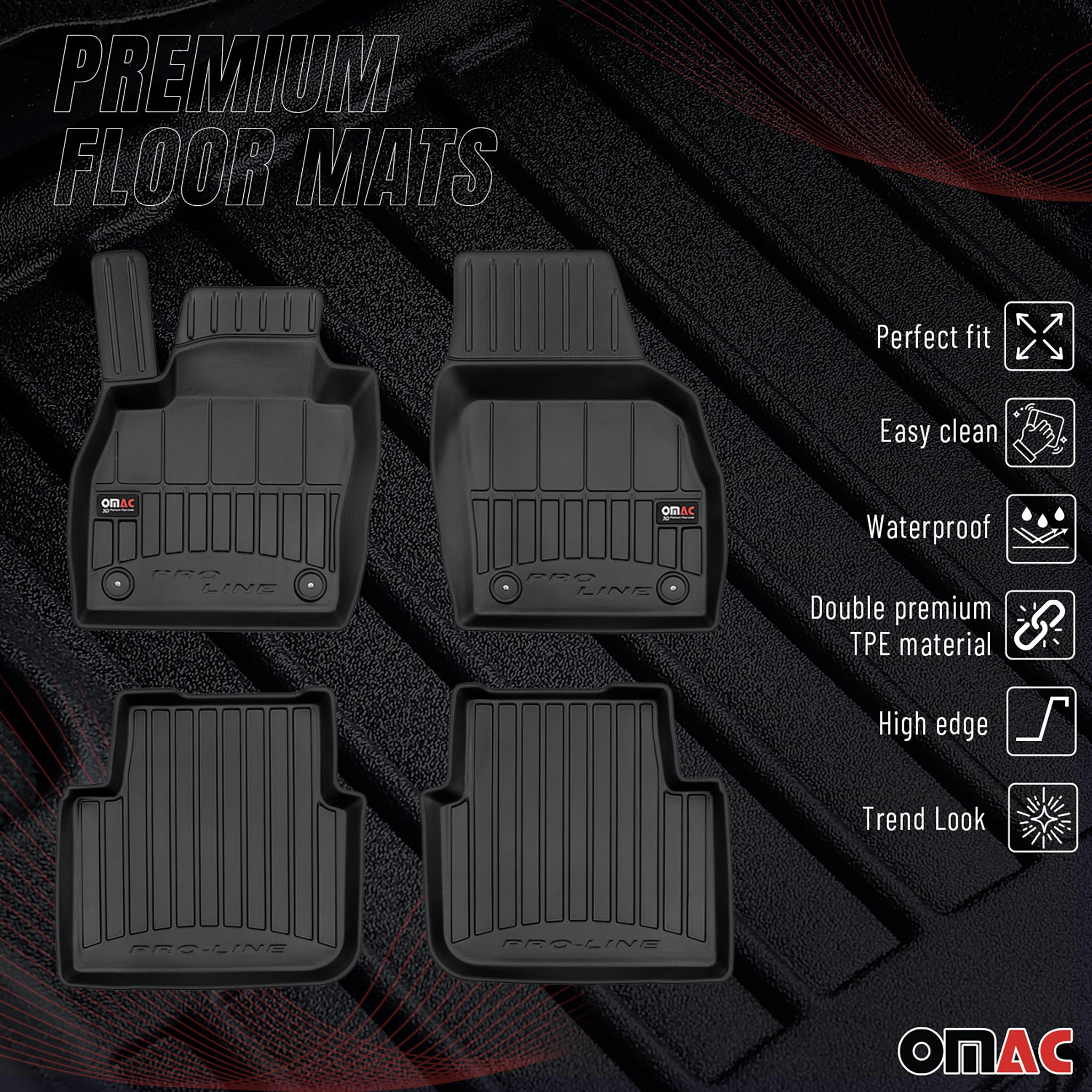 Tapis de Sol pour Skoda Kamiq 2019-2026 Caoutchouc TPE Noir