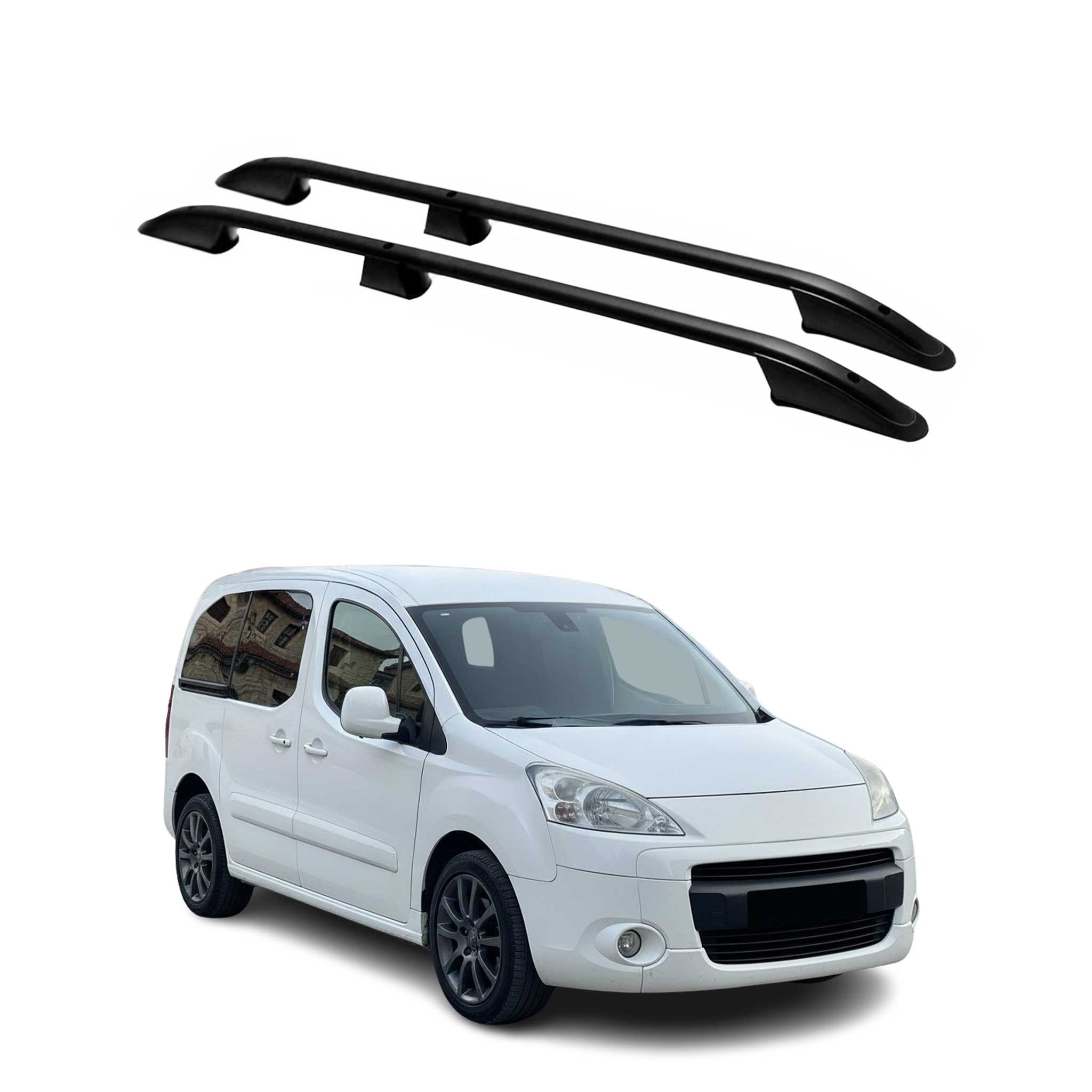 Barres de toit longitudinales pour Peugeot Partner Tepee 2008-2018 L1 Alu Noir