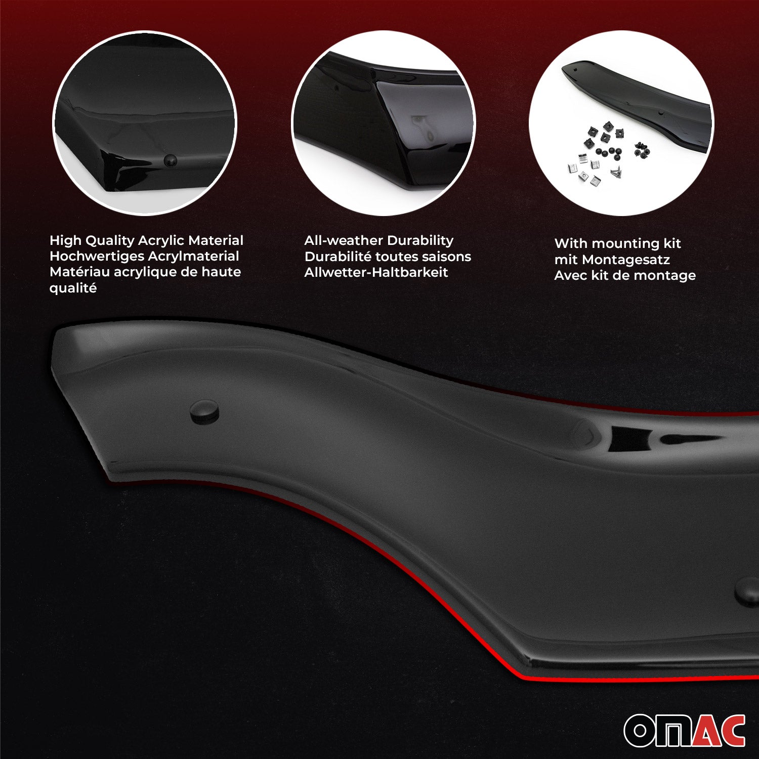 Deflecteurs d'air capot de voiture pour Peugeot Boxer 2014-2026 Acrylique Noir