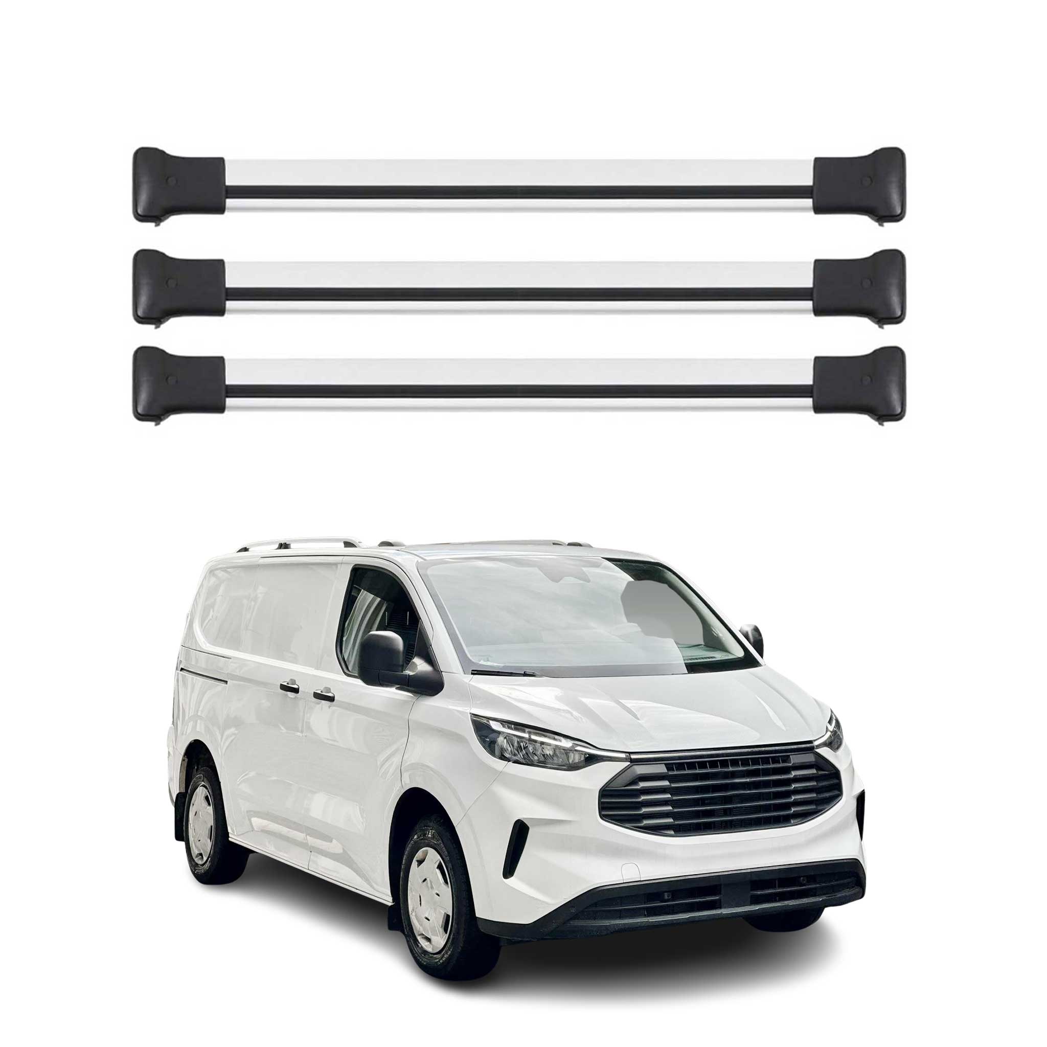 Barres de toit transversales pour Ford Transit Tourneo Custom 2023-2026 Alu Gris