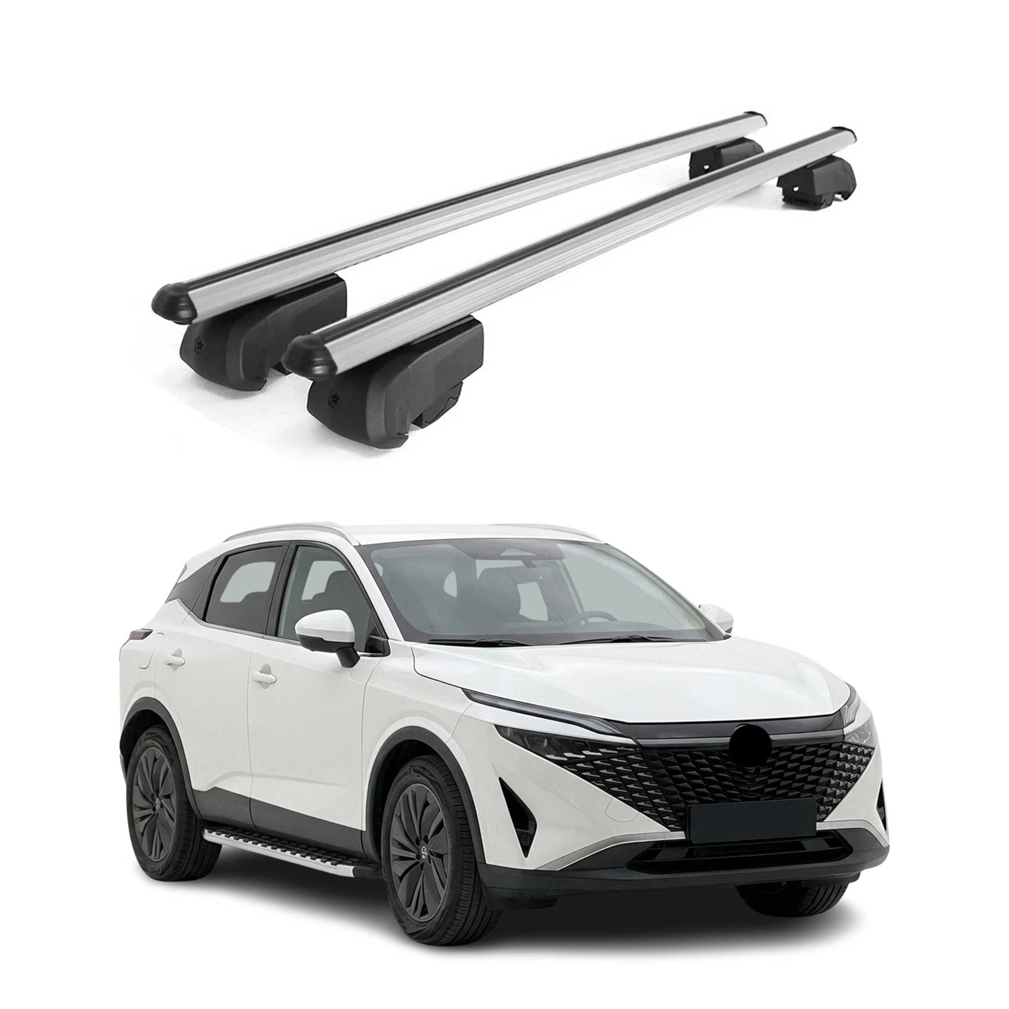 Barres de toit Transversales pour Nissan Qashqai J12 2021-2026 Aluminium Gris 2x