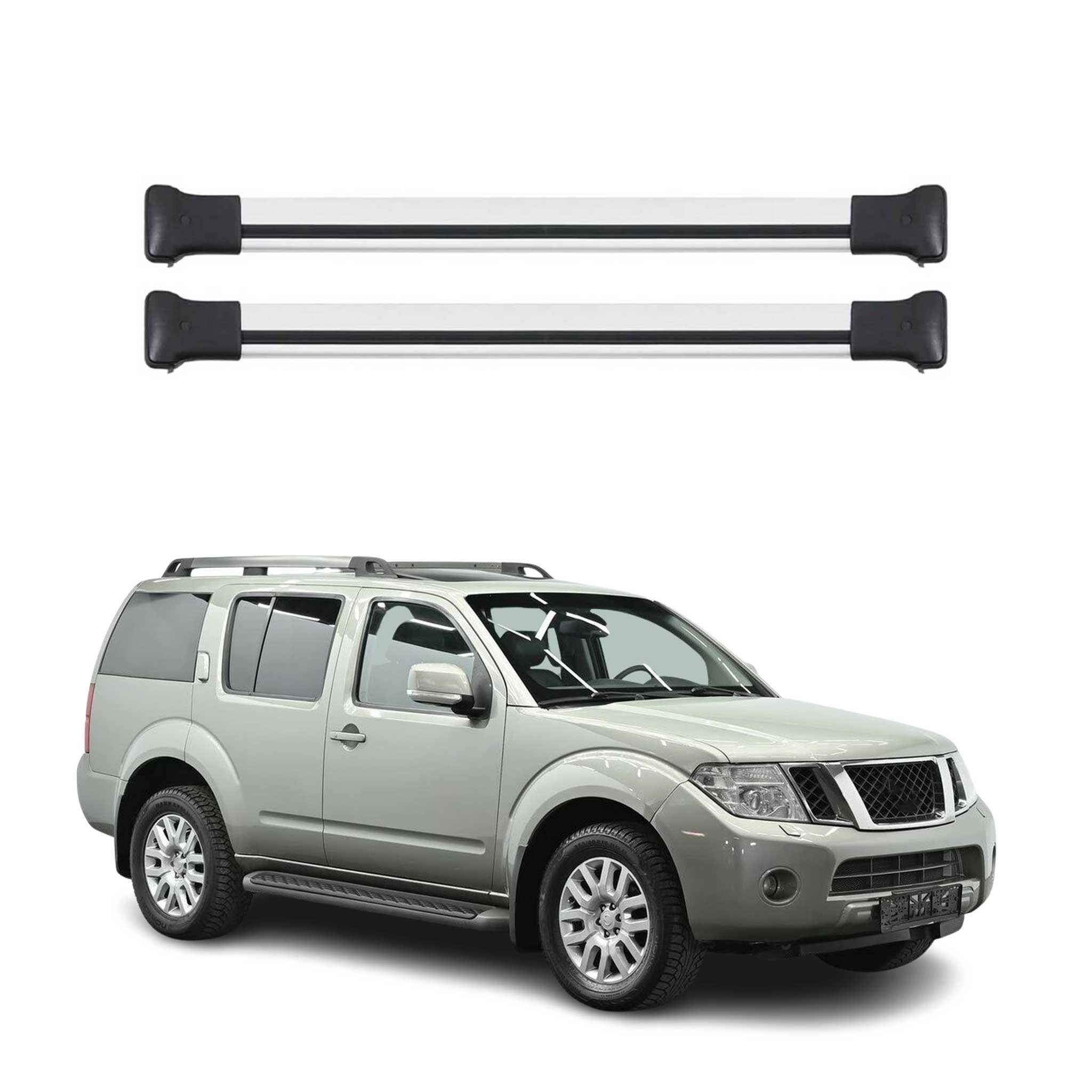Barres de toit transversales pour Nissan Pathfinder 2004-2013 Aluminium Gris